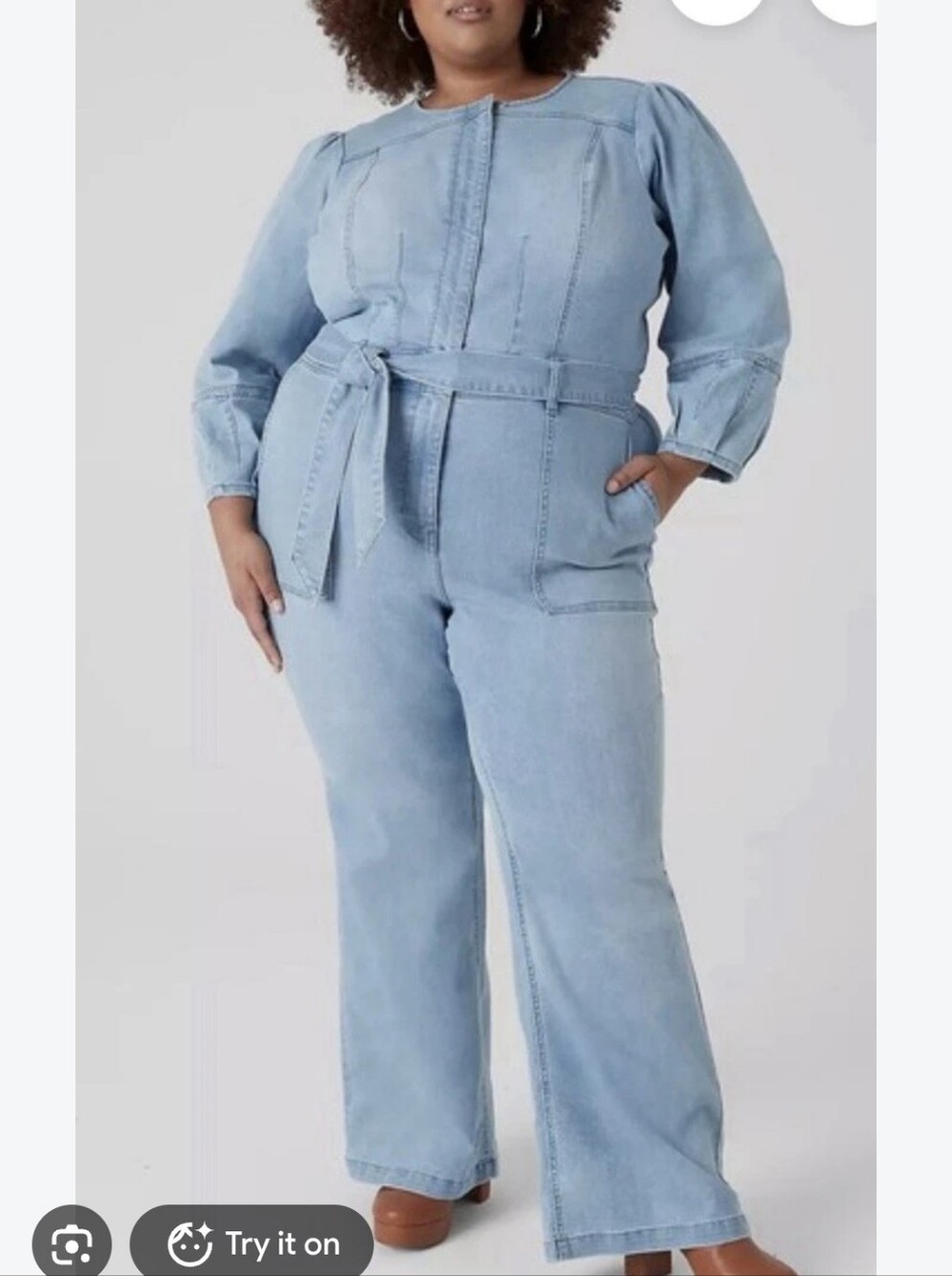 Lane Bryant Light Wash Denim Jumpsuit Jeans - Plus Size